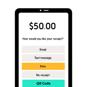 Receipt delivery options: SMS, email, or paper